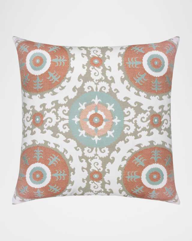 Suzani Oasis Indoor/Outdoor Pillow, 22" Square